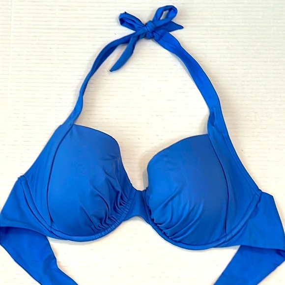 Kenneth Cole Reaction Cobalt Blue Padded Swimsuit Halter Bikini Top Size 38D - Picture 1 of 7